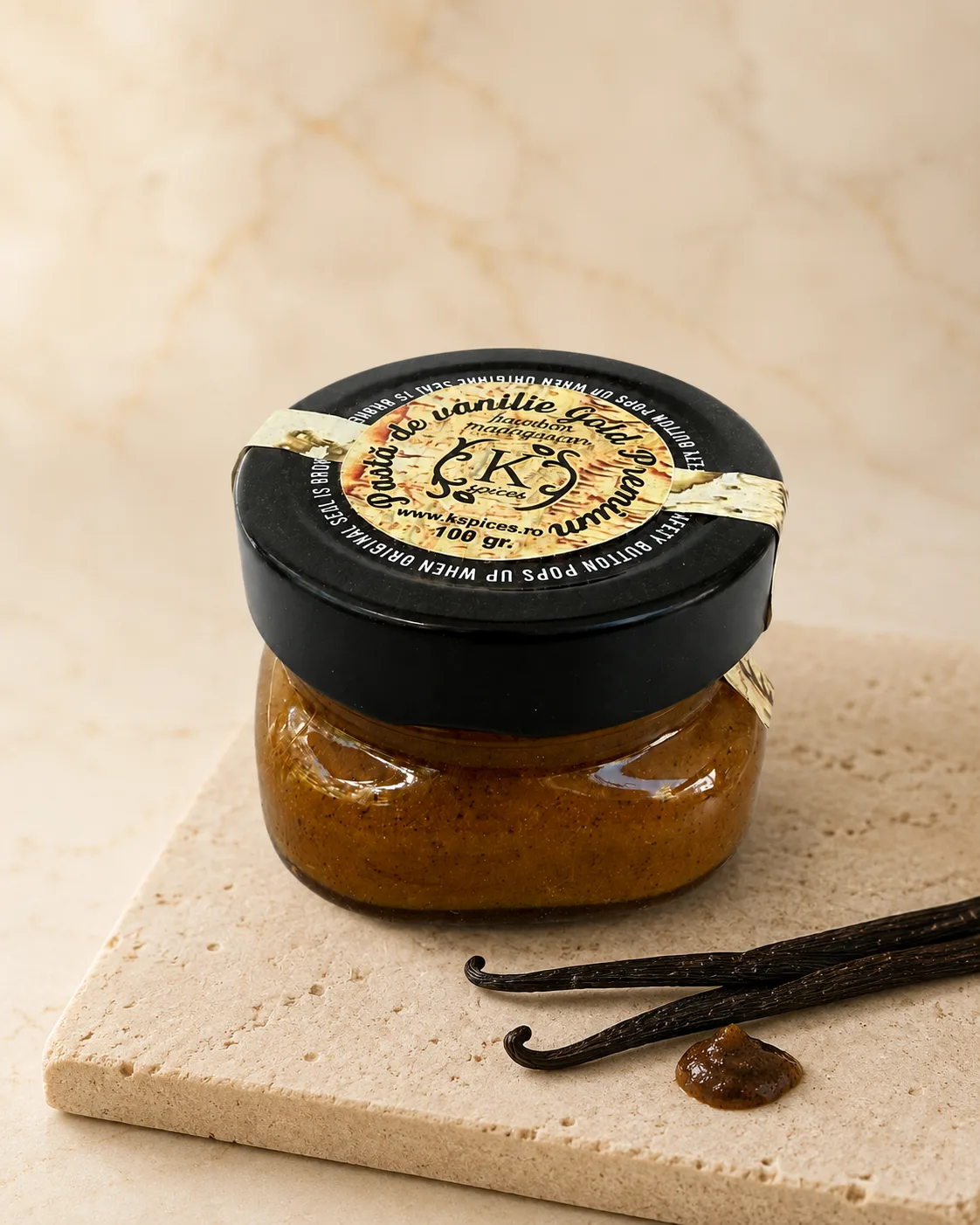 Pastă din Vanilie de Madagascar, Premium GOLD la Borcan – vanilie Bourbon de Madagascar calitate premium KSpices